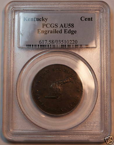 1790's Kentucky PCGS AU 58 Engrailed Edge Cent