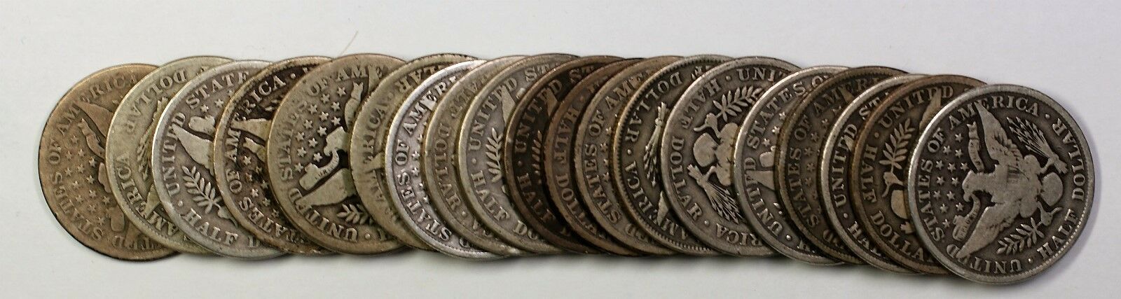 1907 O Barber Half Dollar 50c Roll 20 Circulated 90 Old Silver