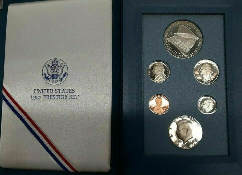 1987-S Prestige Set 6 Gem Proof Coins Constitution Silver $1 US Mint OGP