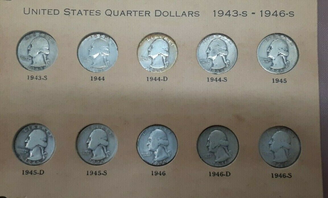 Near Complete Washington 25C 1932-1964 Silver Coins in National Album  AC-BU