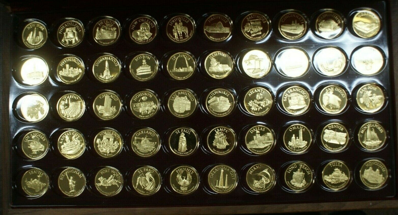 United States Conference of Mayors Franklin Mint Gold Plated Silver Coins