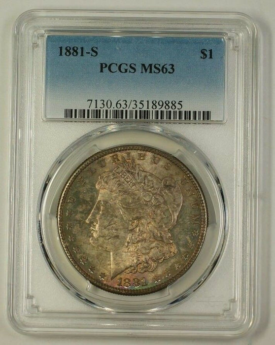 1881-S Morgan Silver Dollar Coin $1 PCGS MS-63 Toned Choice (Better) (18)