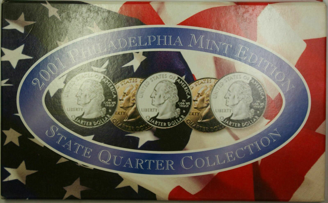 2001 Philadelphia "Mint Edition" State Quarter Collection 5 Quarter UNC Set