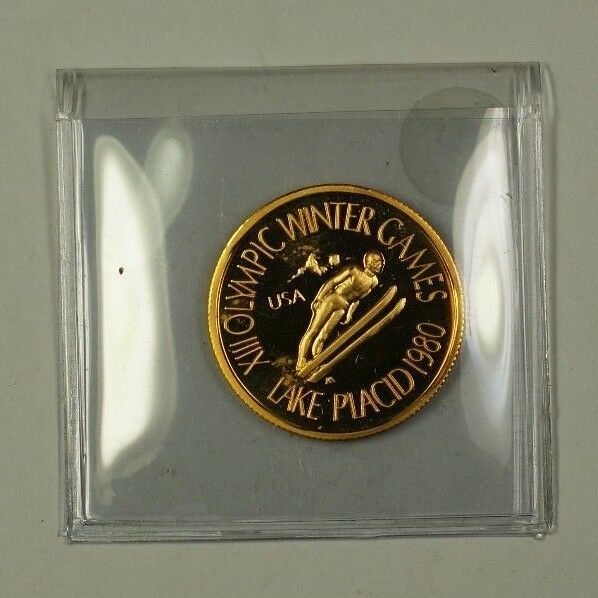 1980 Privately Minted Proof Gold Coin Ski Jump Medallion 1/2 ounce of Gold