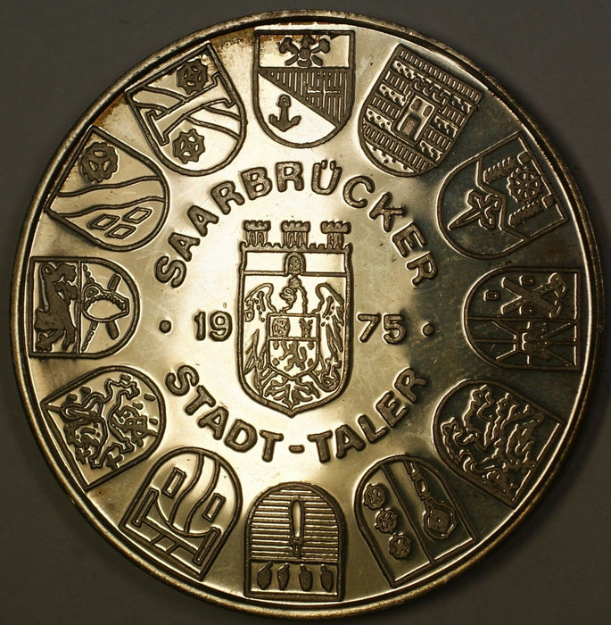 1975 Gem Proof Saarkranen German Taler Silver Medal Nicely Toned