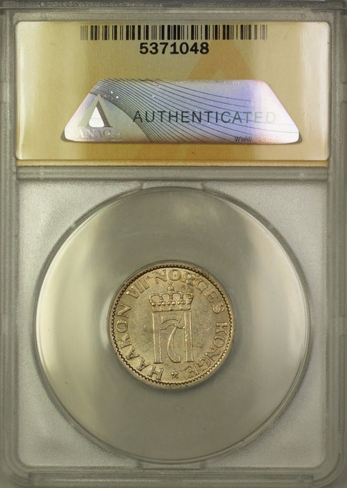 1954 Norway 50 Ore Coin ANACS AU-55