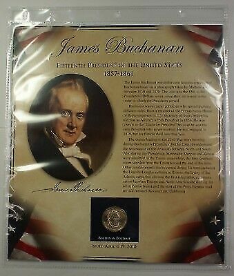 Postal Commem Society James Buchanan Presidential $1 Coin & Stamp Set in Holder