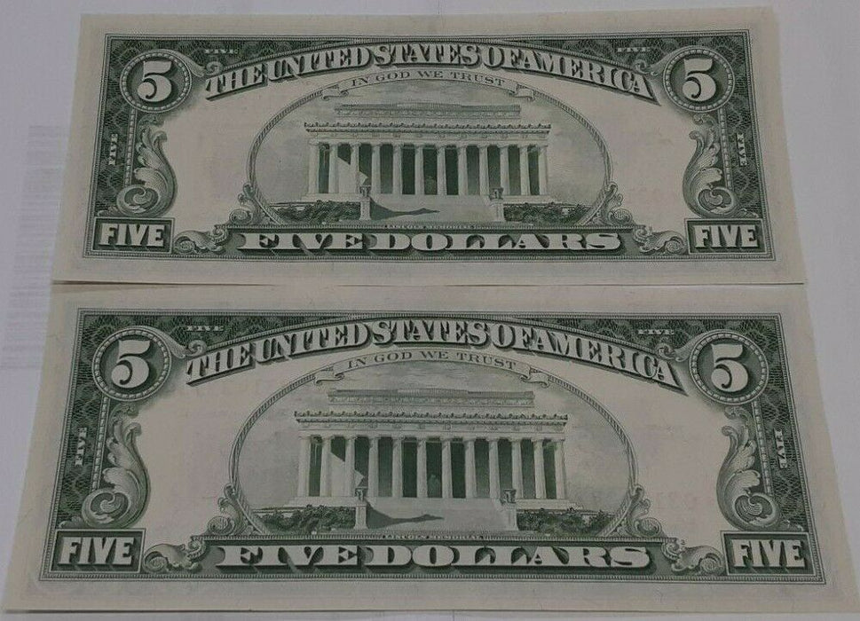 Series 1963 $5 United States STAR Notes-Pair of Consecutive S/Ns-Crisp UNC Cond