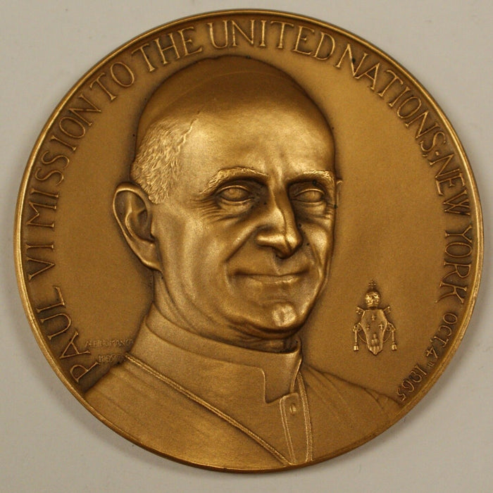 1965 Medal Celebrating Pope Paul VI's Mission to the United Nations, W/ Facts