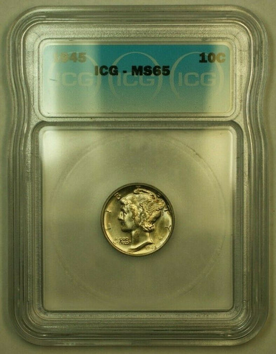 1945 Silver Mercury Dime 10c Coin ICG MS-65 GGG