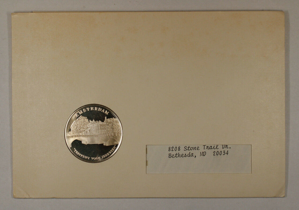 1975 Postmasters Of America Commemorative Silver Medal Amsterdam