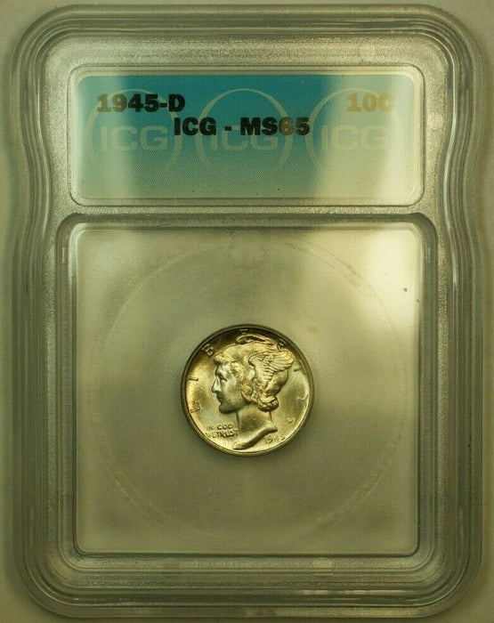 1945-D Silver Mercury Dime 10c Coin ICG MS-65 A (FB IOO)