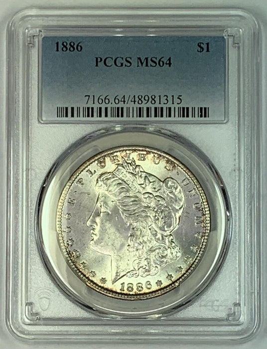 1886 Morgan Silver $1 Dollar Coin PCGS MS 64 (7) A