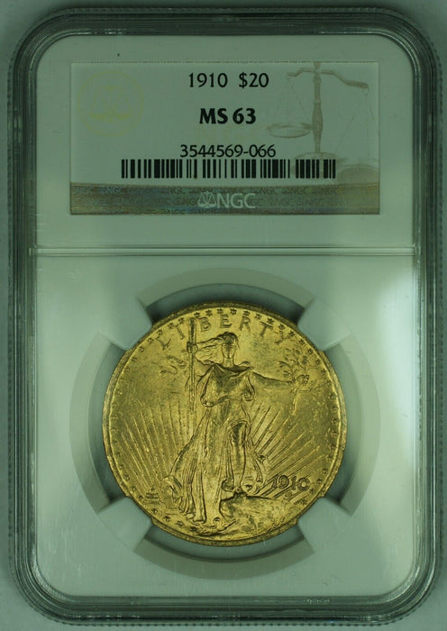 1910 $20 St. Gaudens Double Eagle Gold Coin NGC MS-63