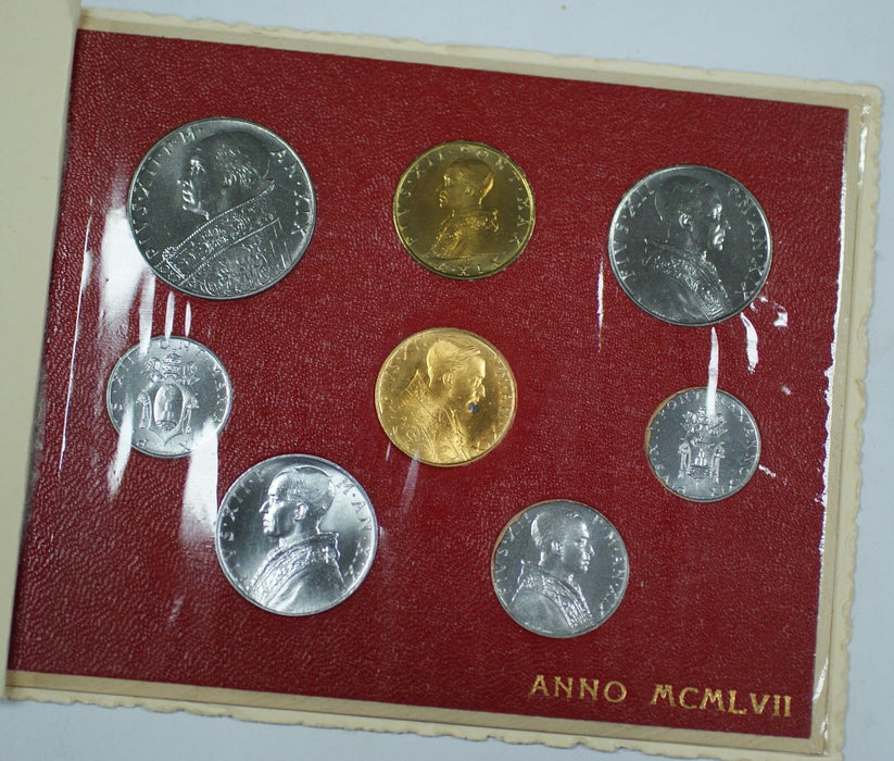 1957 Vatican Mint Set in Original Packaging With Very Scarce 100 Lira Gold Coin