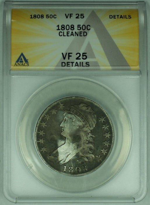 1808 Bust Half Dollar .50C ANACS VF 25 Details