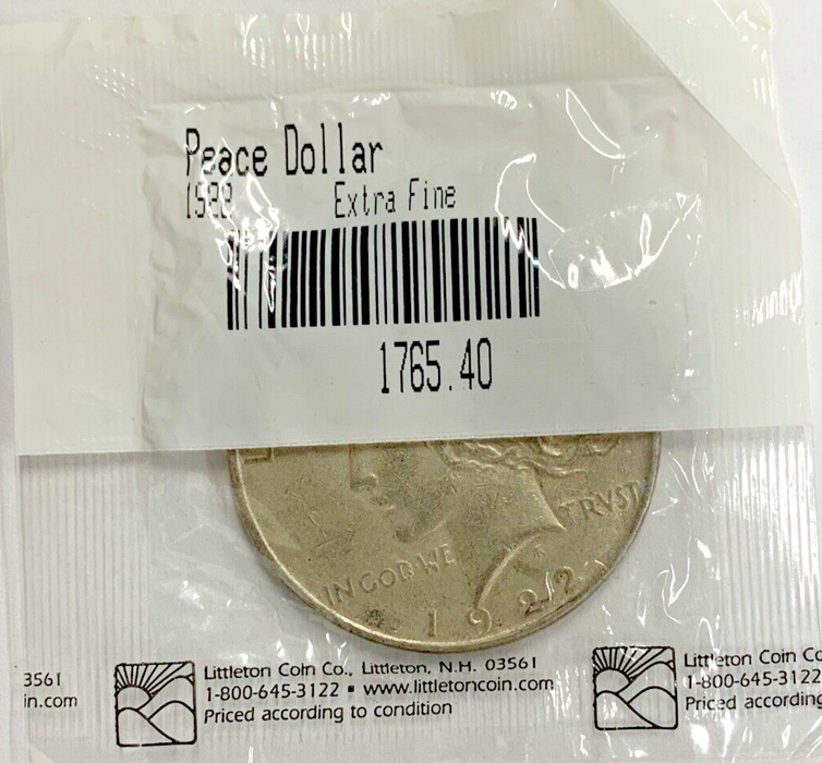 1922 Peace Silver Dollar XF/EF Littleton Coin