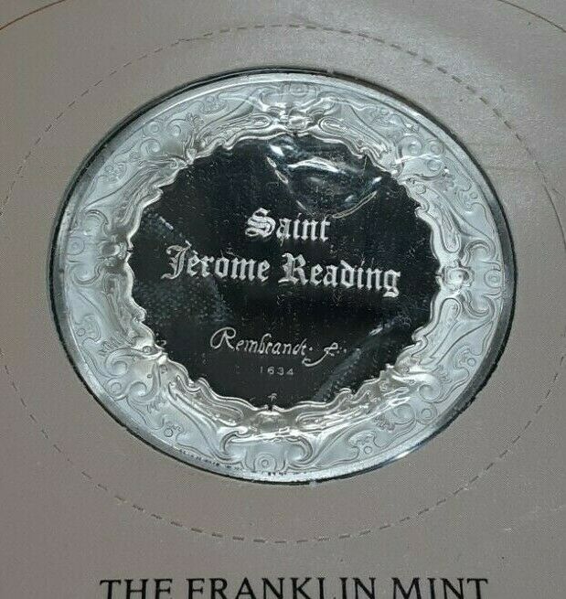 Franklin Mint Genius/Rembrandt PR .925 Silver Medal-St. Jerome Reading in Card