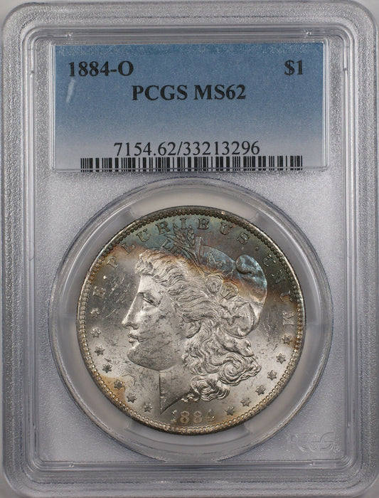 1884-O Morgan Silver Dollar $1 Coin PCGS MS 62 (Beautiful Toning 12-B)
