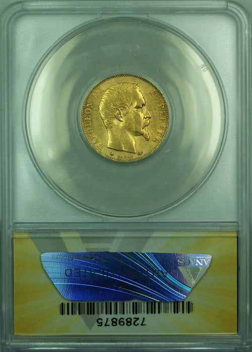 1860-BB France Gold 20 Francs Coin ANACS AU-50  (DW)
