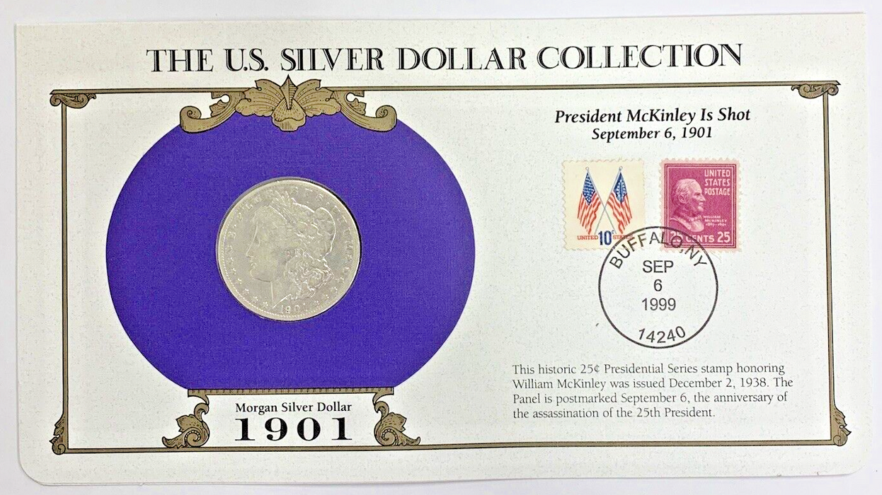 1901-O Morgan Silver Dollar $1 Coin Collection-Commemorative Stamp Card