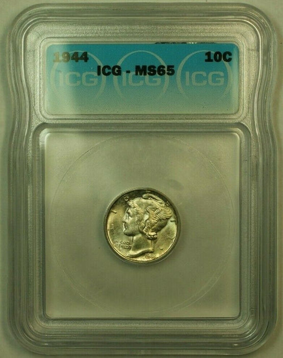 1944 Silver Mercury Dime 10c Coin ICG MS-65 GG