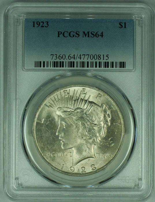 1923 Peace Silver $1 Dollar Coin PCGS MS 64 (17) F