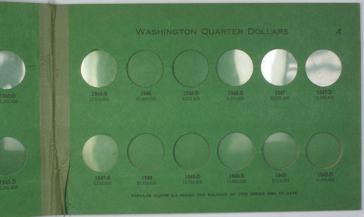 Wayte Raymond Empty Washington Quarters 1932-1959D Green Albums - G & G1