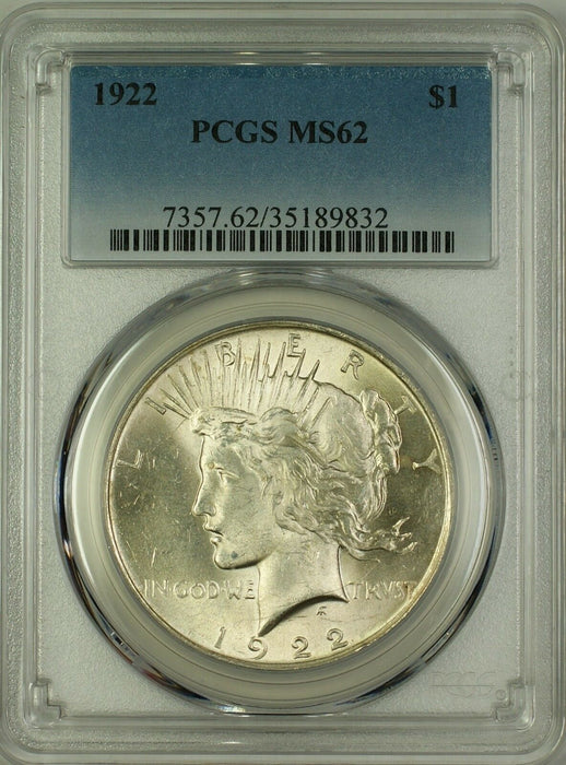1922 Peace Silver Dollar $1 PCGS MS-62 (Better Coin) (A) (18)