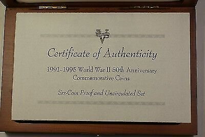 1995 World War II 50th Ann. Proof & BU Silver & Gold 6 Coin Set In OGP