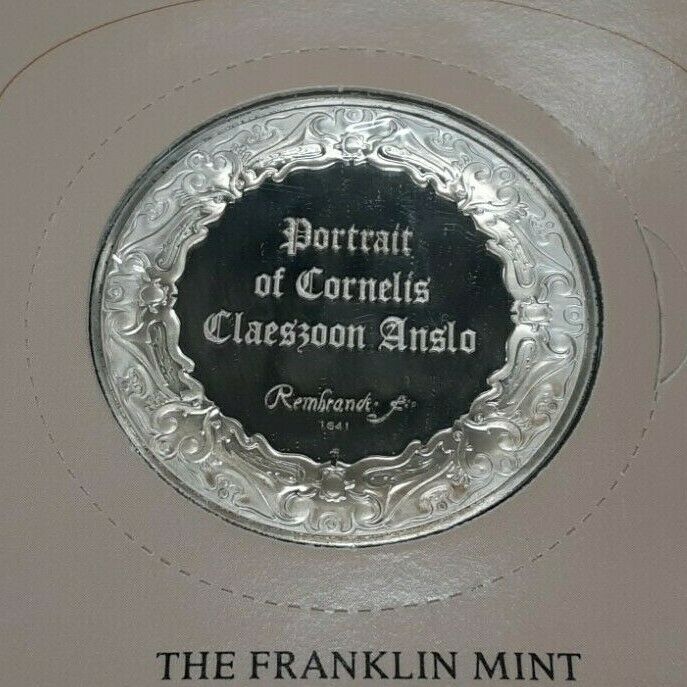 Franklin Mint Genius/Rembrandt PR .925 Silver Medal-Cornelis C. Anslo in Card