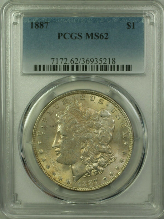 1887 Morgan Silver Dollar $1 Coin PCGS MS-62 Lightly Toned Obverse (20) (A)