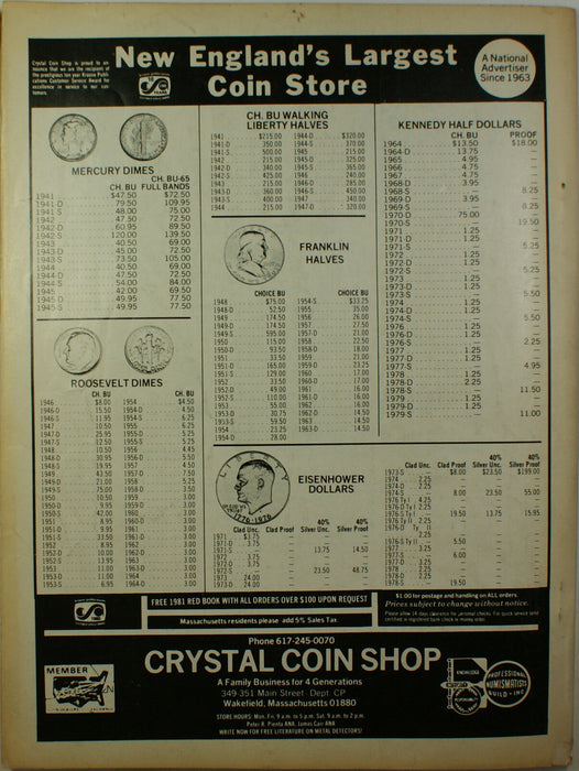 Coin Prices Magazine September 1980 Edition Issue #74