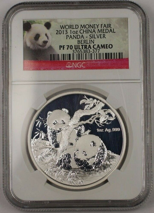 2013 China Silver Medal 1 Ozt .999 World Money Fair Berlin NGC PF-70 Ultra Cameo