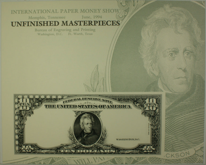 BEP souvenir card B 184 IPMS 1994 1923 $10 Proposed Federal Reserve Note Face