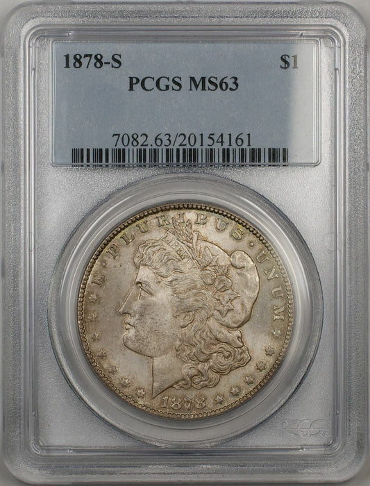 1878-S Morgan Silver Dollar Coin $1 PCGS MS-63 Toned (8C)