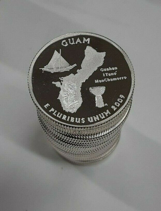 2009-S Guam 90% Silver PF Quarter Partial Roll - 28 Coins in Tube