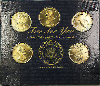 1997 Readers Digest 5 U.S. Presidents Brass Medals History Set