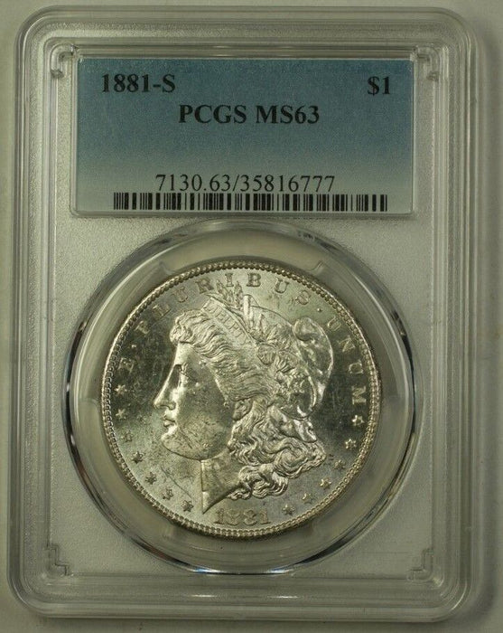 1881-S US Morgan Silver Dollar $1 Coin PCGS MS-63 (R) 12