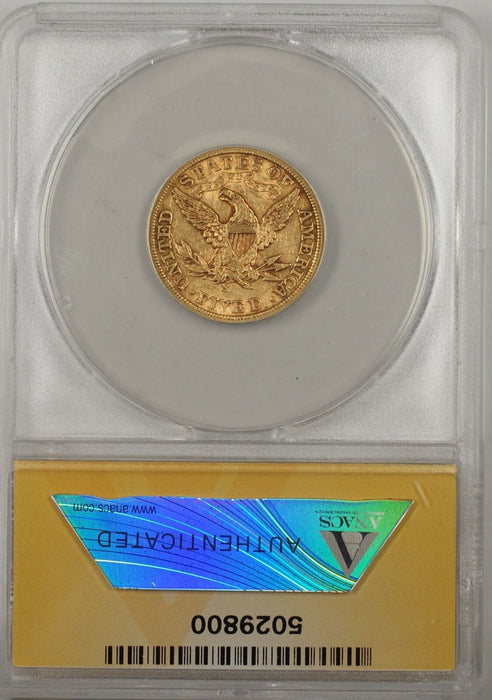 1901-S $5 Gold Half Eagle Coin ANACS AU-50 Details Cleaned