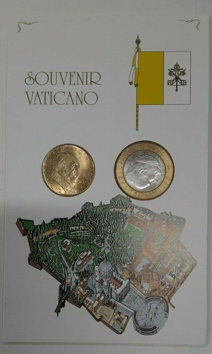 Vatican City 2 Piece UNC Souvenir Set - Pope John Paul II in Original Card