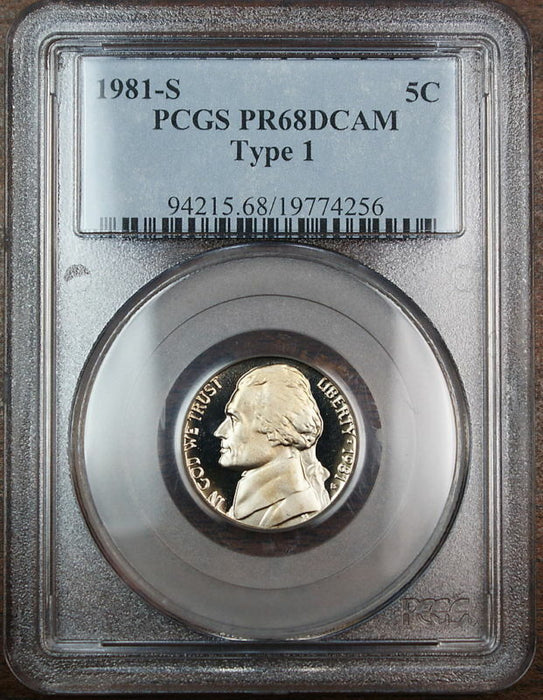 1981-S Proof Jefferson Nickel, PCGS PR-68 DCAM Type 1