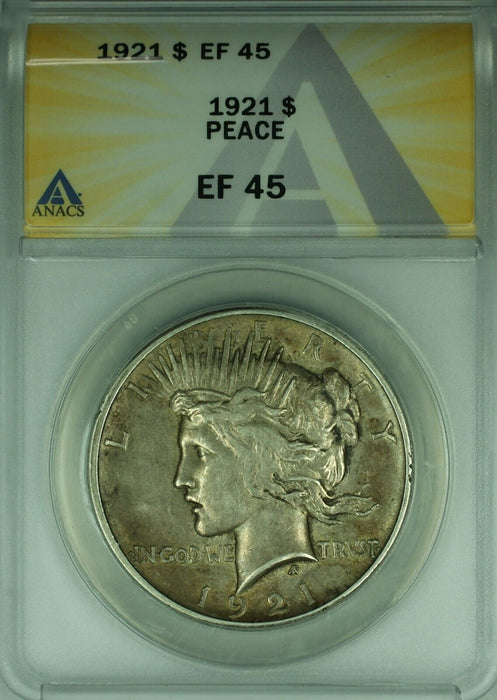 1921 Peace Silver Dollar S$1 ANACS EF-45   (45A)