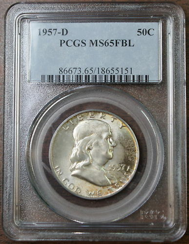1957-D Franklin Half Dollar, PCGS MS-65 *FBL* Toned
