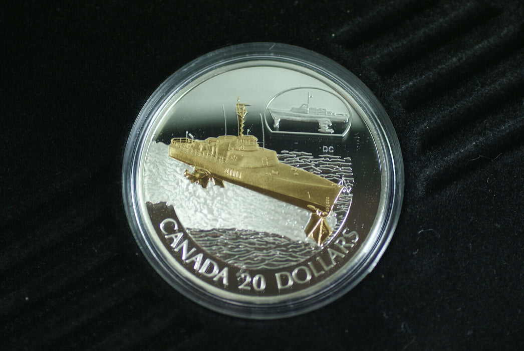 2003 Canada HMCS Bras d'or FHE-400 Ship $20 Silver Proof Coin w/ Box COA