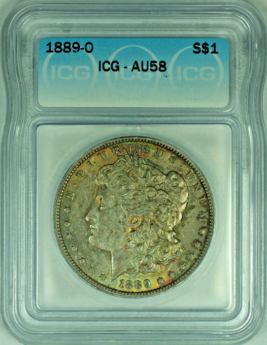 1889-O Morgan Silver Dollar Toned $1 Coin ICG AU 58 (23)