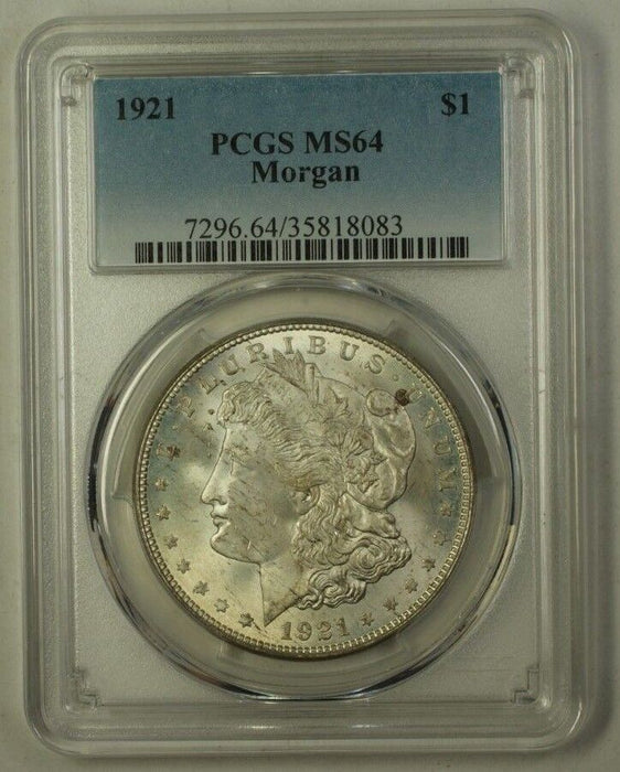 1921 US Morgan Silver Dollar $1 Coin PCGS MS-64 Very Choice (A) 19