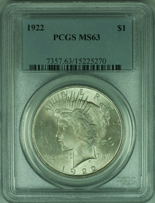 1922 Peace Silver Dollar $1 Coin PCGS MS-63 (34-E)