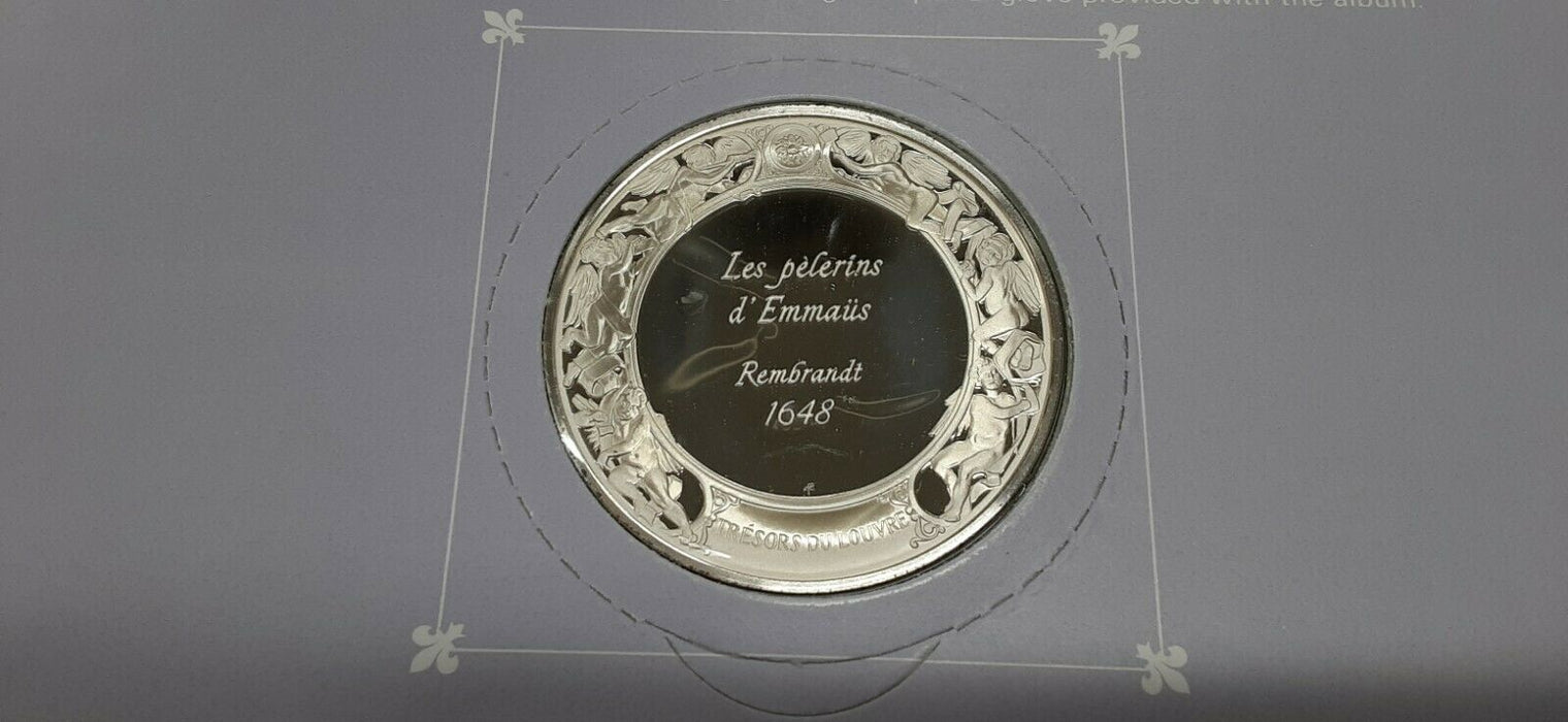 Franklin Mint Treasures of The Louvre .925 Silver Medal- Christ at Emmaus