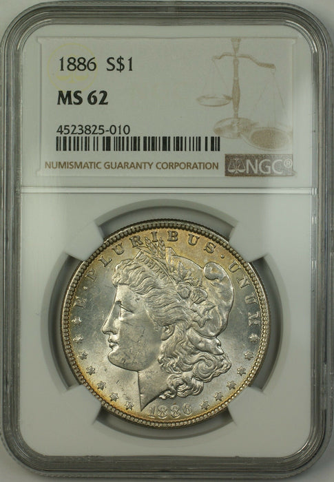 1886 Morgan Silver Dollar $1 NGC MS-62 Lightly Toned (Better Coin) (15a)